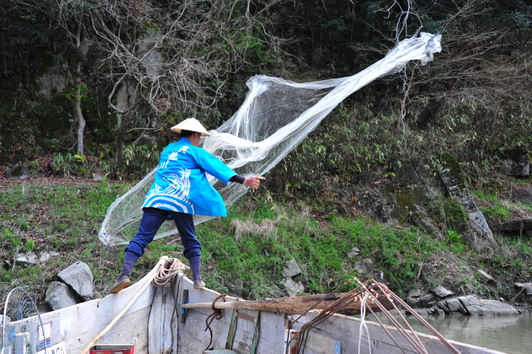 天竜川で古くから伝わる投網漁